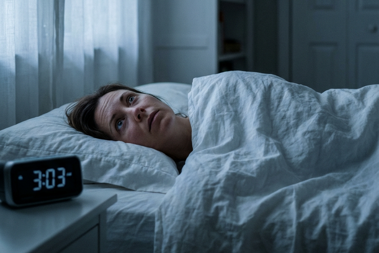 Woman awake at night